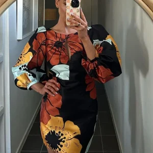Citra ™ vestido con mangas abullonadas