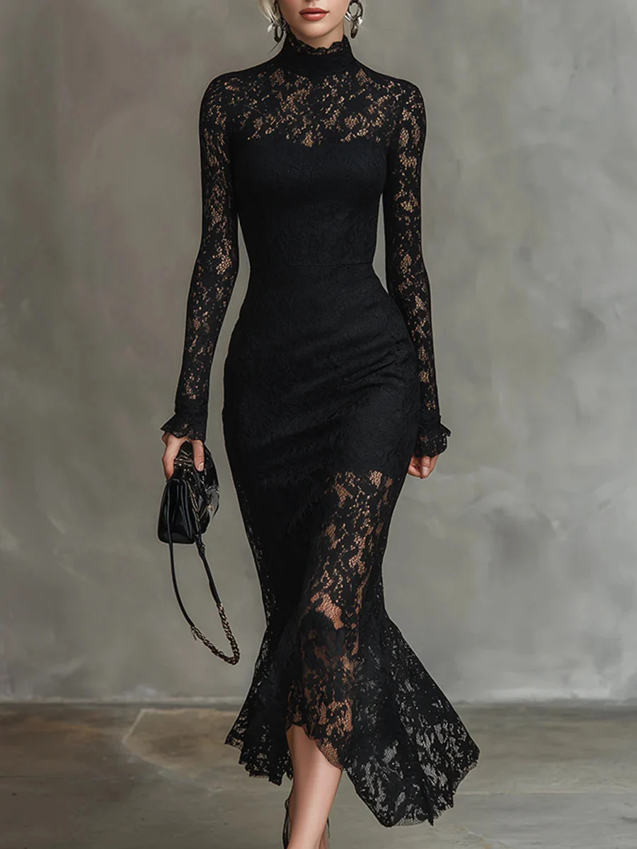 Veronika | Vestido Maxi de Encaje Negro - Imagen 3
