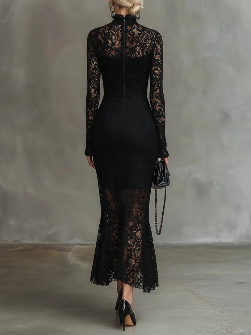 Veronika | Vestido Maxi de Encaje Negro - Imagen 4