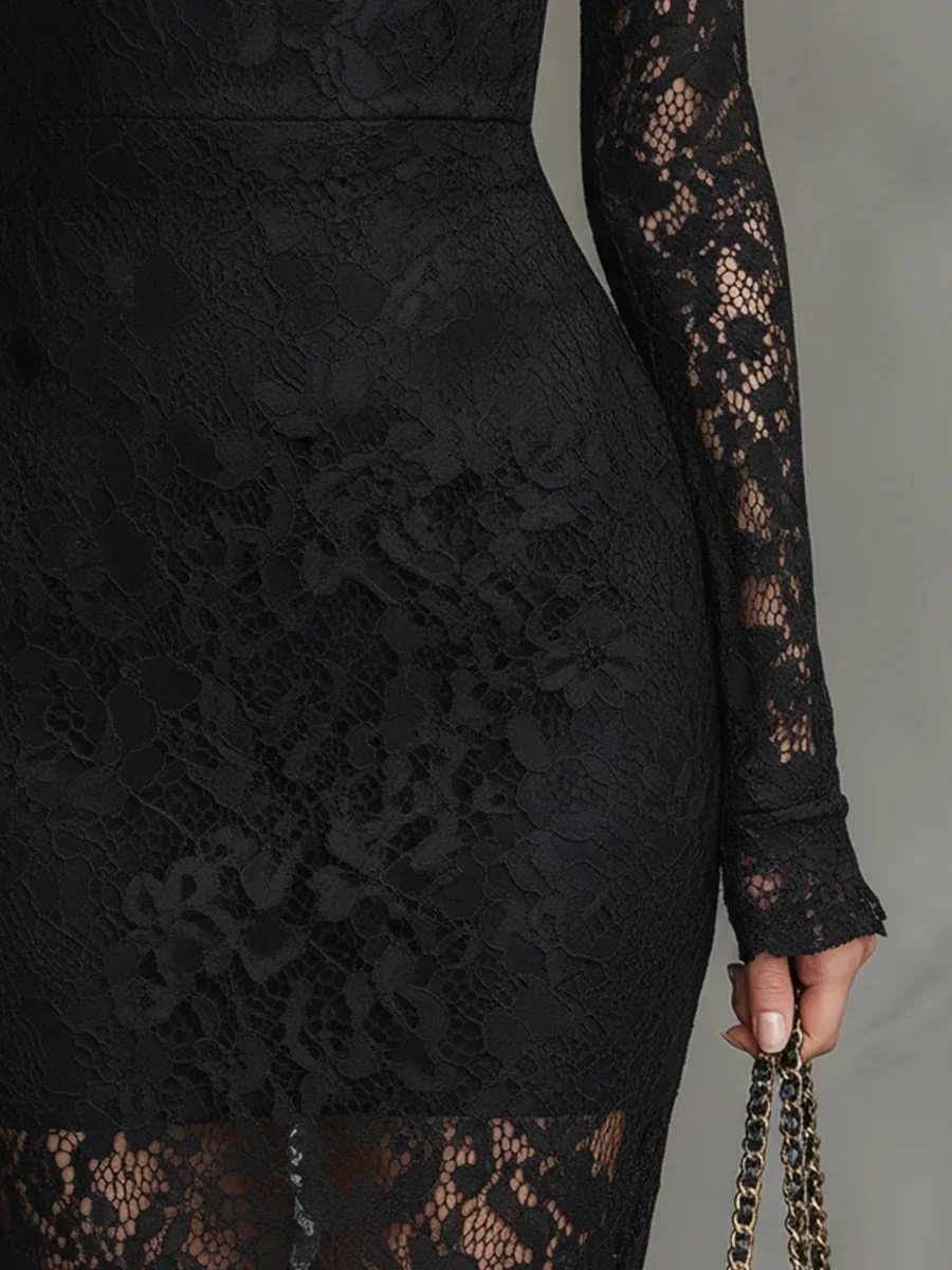 Veronika | Vestido Maxi de Encaje Negro - Imagen 6