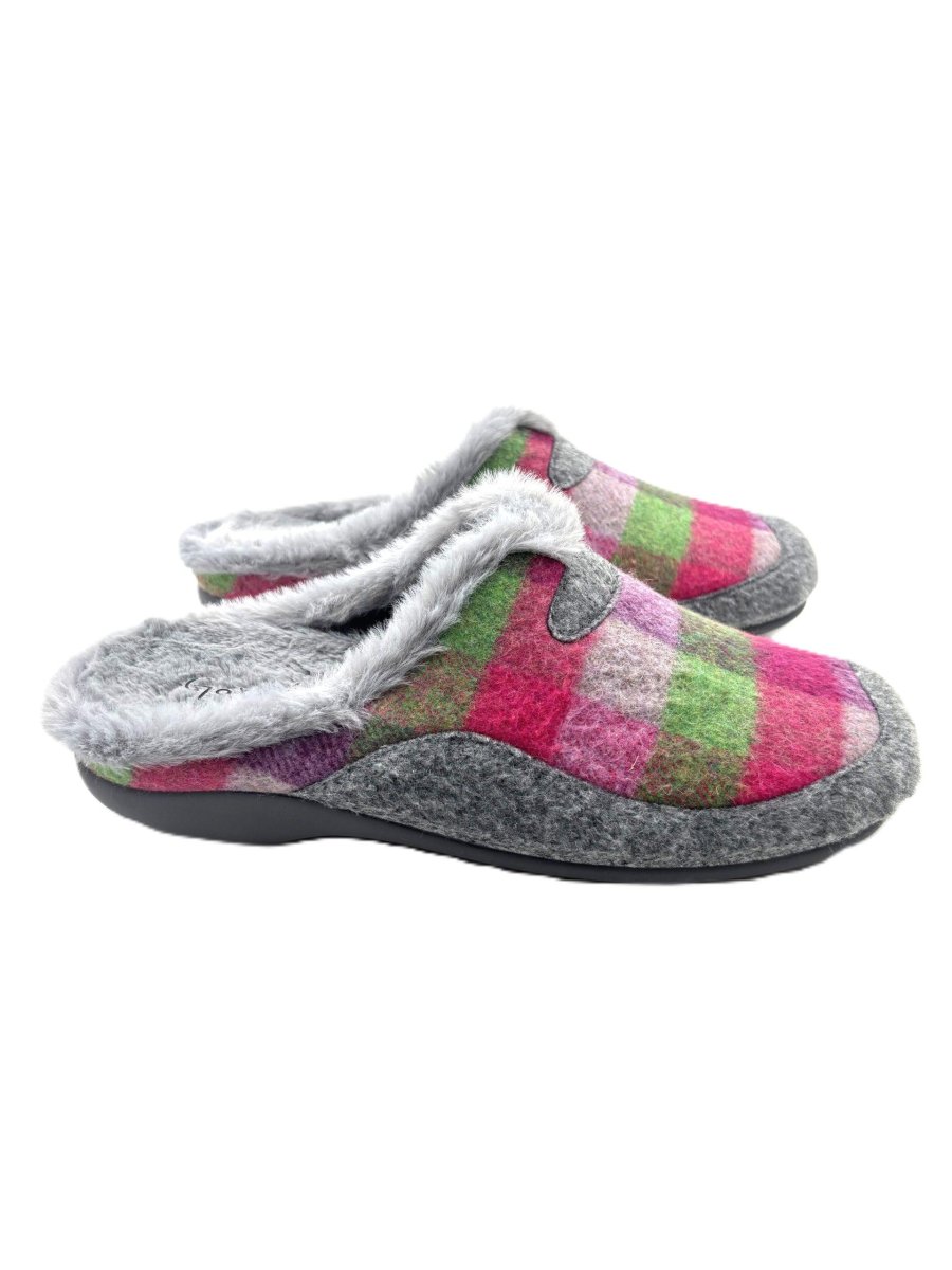 Zapatillas De Casa Mujer Abierta Cuadros Multicolor - Imagen 5