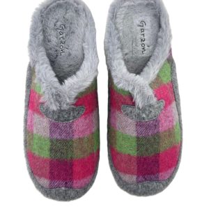 Zapatillas De Casa Mujer Abierta Cuadros Multicolor