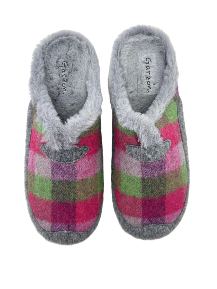 Zapatillas De Casa Mujer Abierta Cuadros Multicolor - Imagen 2
