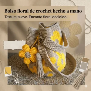 Jazmín - Saco Tote Floral de Croché Hecho a Mano para Mujer
