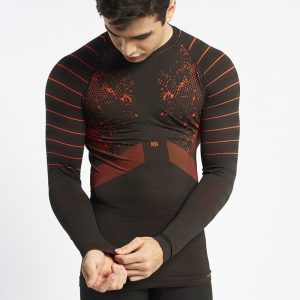 JET Camiseta masculina de manga larga con fibra de carbono naranja