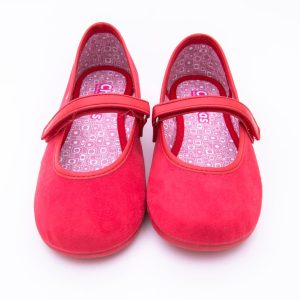 Mercededitas infantiles en ante con cierre de velcro y suela de goma