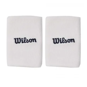 Muñequeras Wilson Wide Terry Blanco/Azul Marino