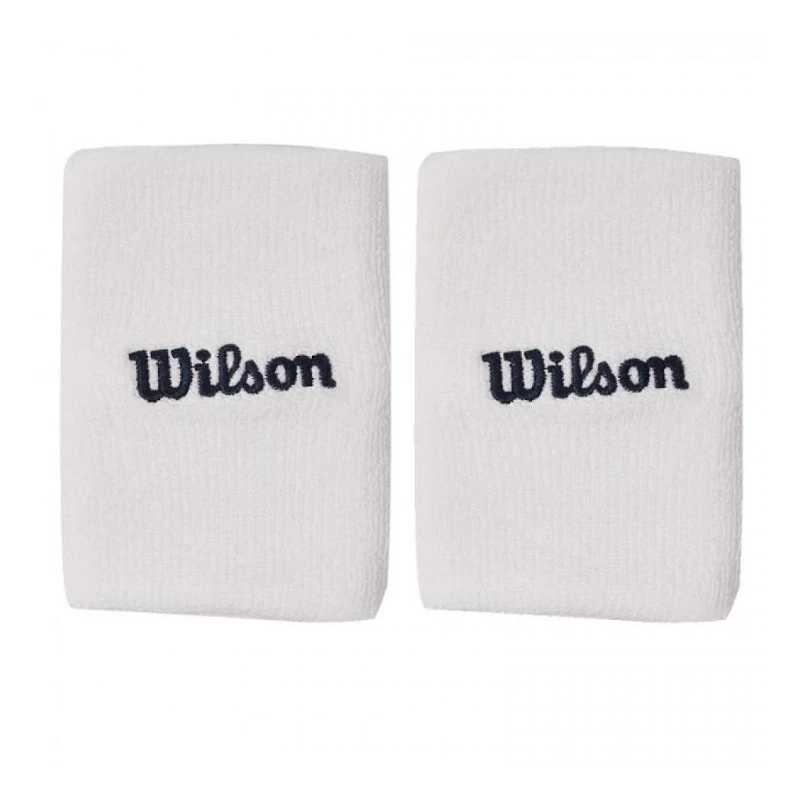 Muñequeras Wilson Wide Terry Blanco/Azul Marino