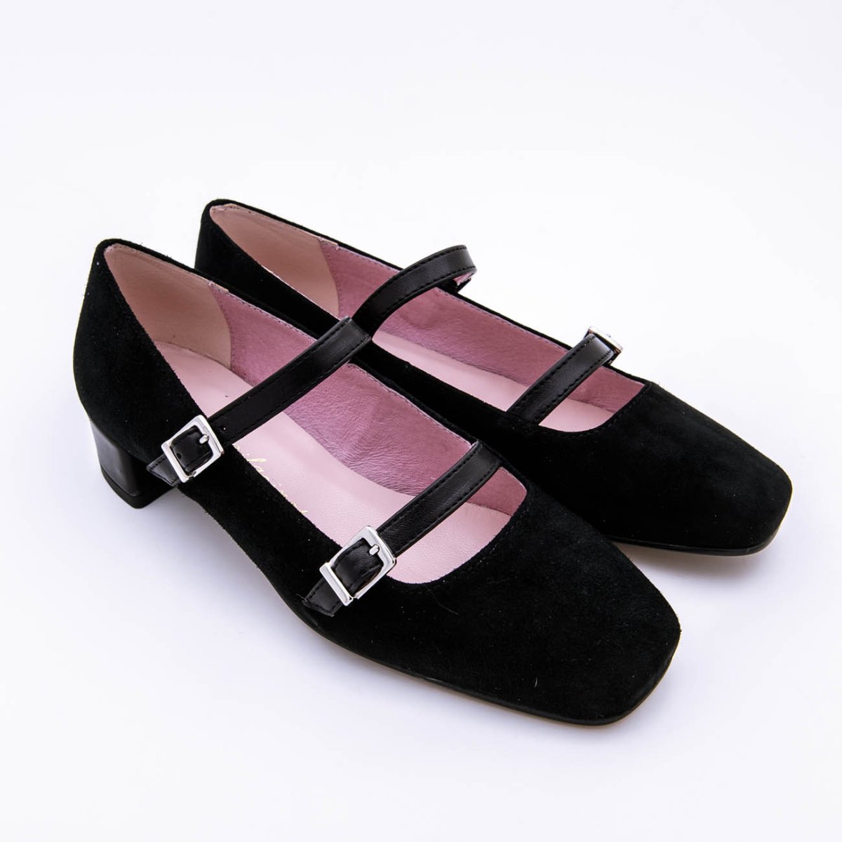 Zapato de tacón en ante con dos hebillas - Imagen 5