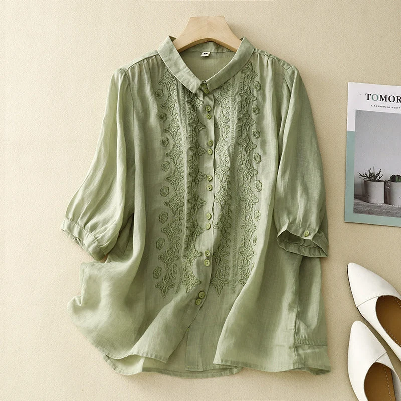 Laurienne™ | Blusa bordada con botones - Imagen 2