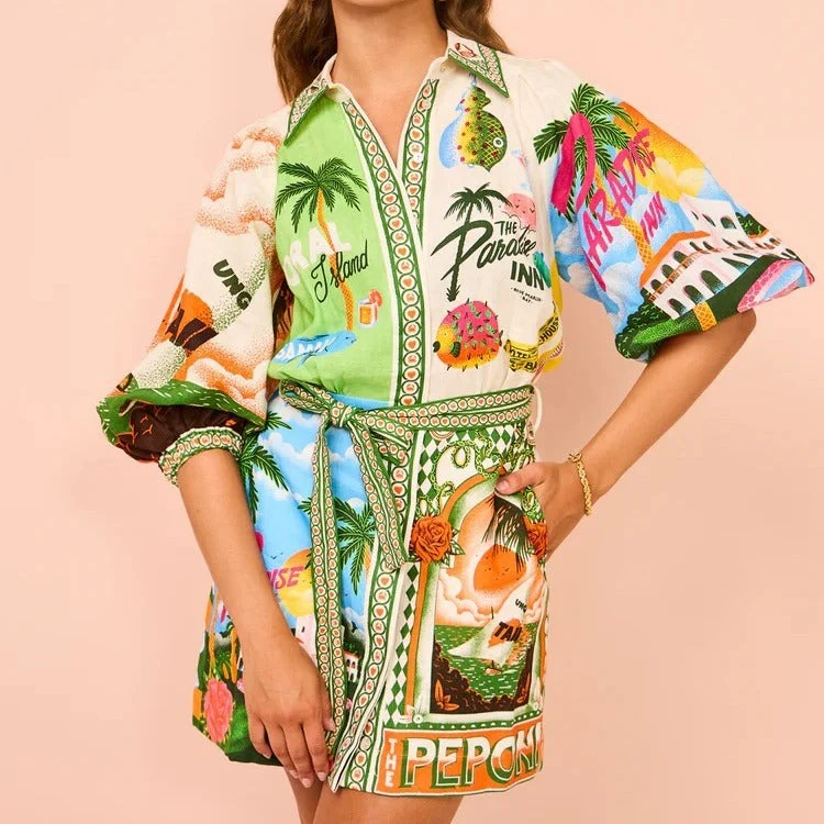 Vestido Lorens™ Corto de Estampado Tropical - Imagen 2