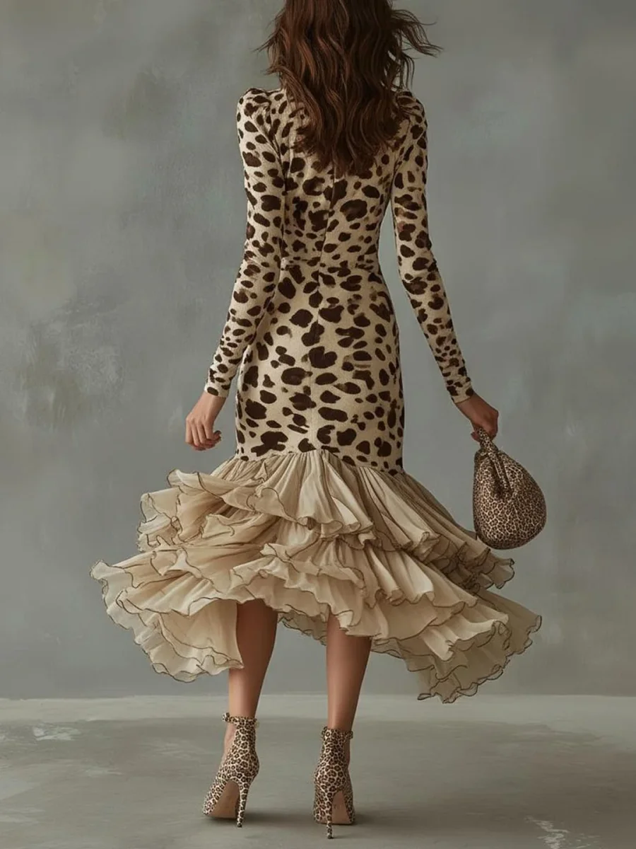 Carmen · Vestido de Mujer con estampado animal y volantes - Imagen 3