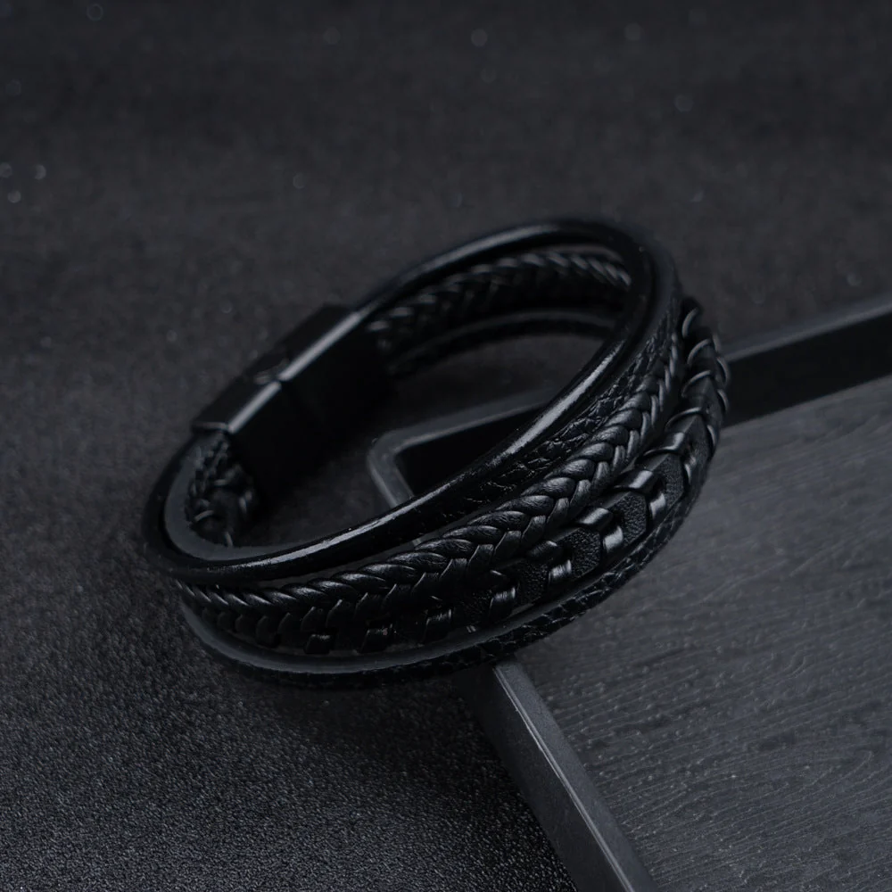 Cruz - Pulsera de cuero para hombres – robusta, elegante y atemporal - Imagen 9