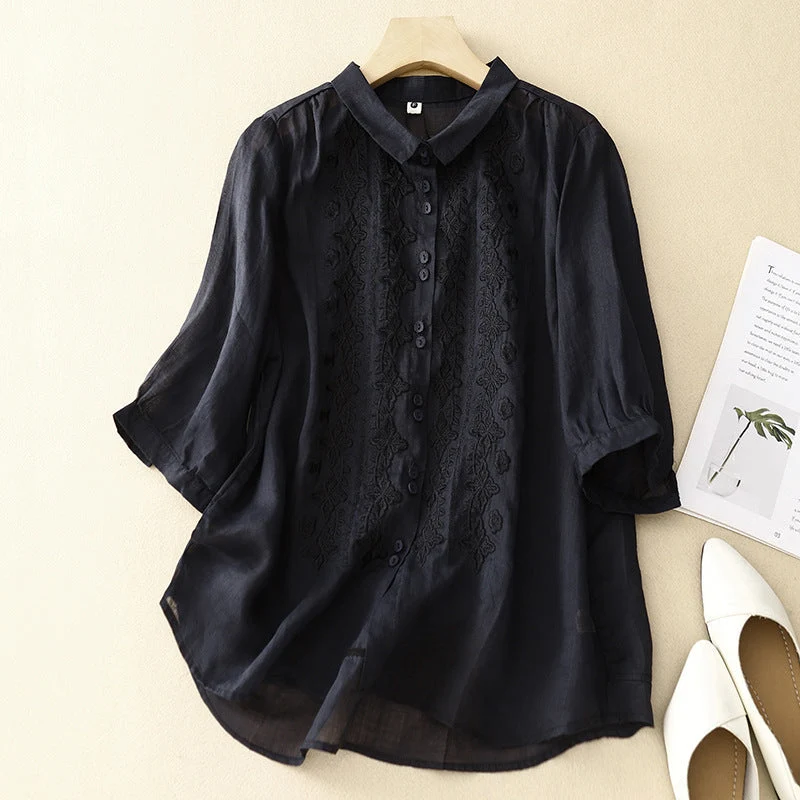 Laurienne™ | Blusa bordada con botones - Imagen 5