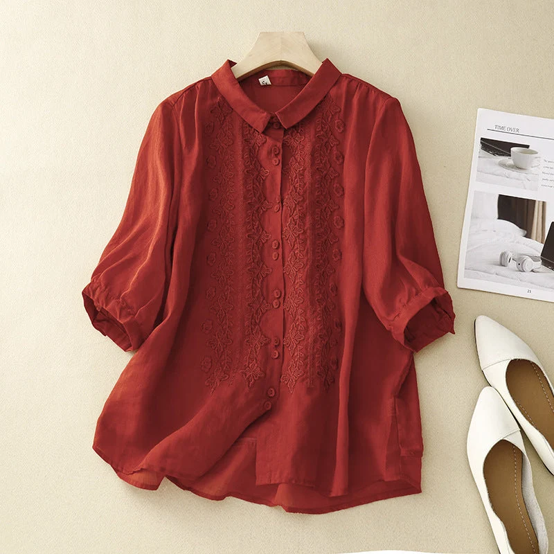 Laurienne™ | Blusa bordada con botones - Imagen 3