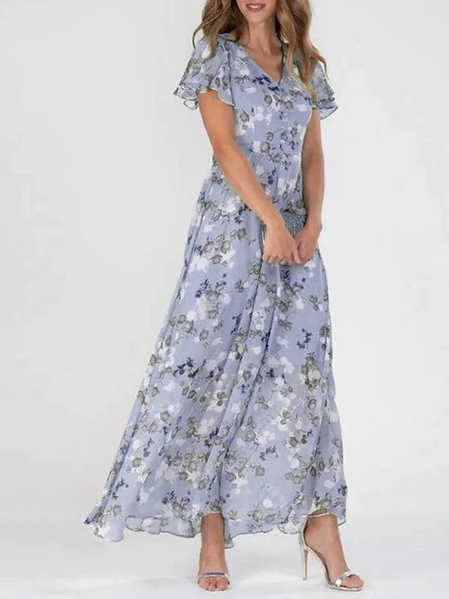 Marit | Elegante vestido largo con cuello en V y estampado floral - Imagen 6