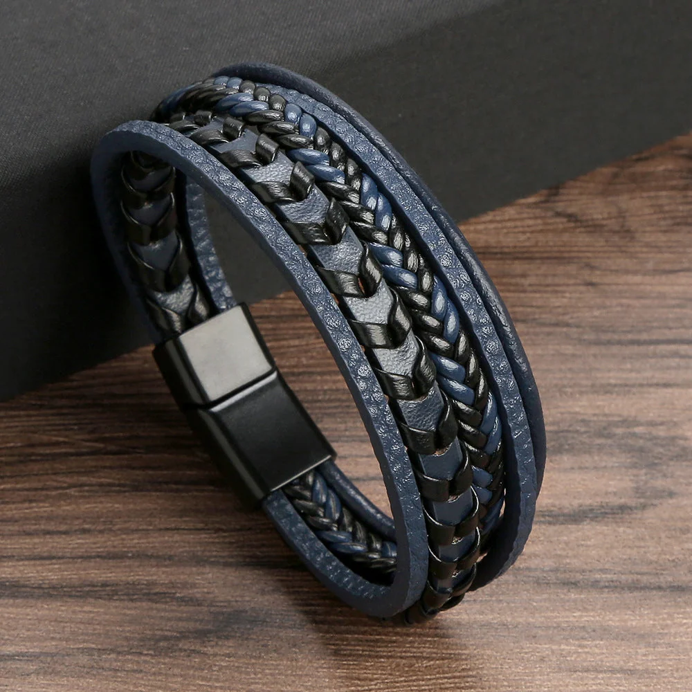 Cruz - Pulsera de cuero para hombres – robusta, elegante y atemporal
