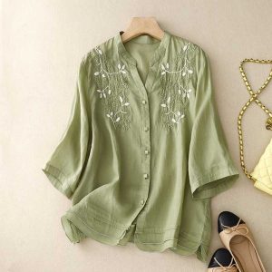 Laurienne™ | Blusa bordada con botones