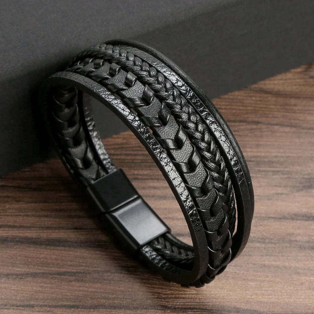 Cruz - Pulsera de cuero para hombres – robusta, elegante y atemporal - Imagen 7