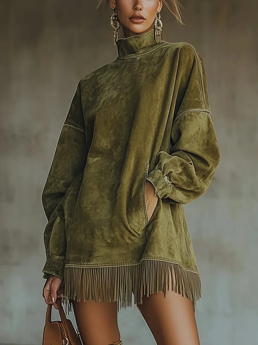 Muriel | Vestido de manga larga con flecos - Imagen 2