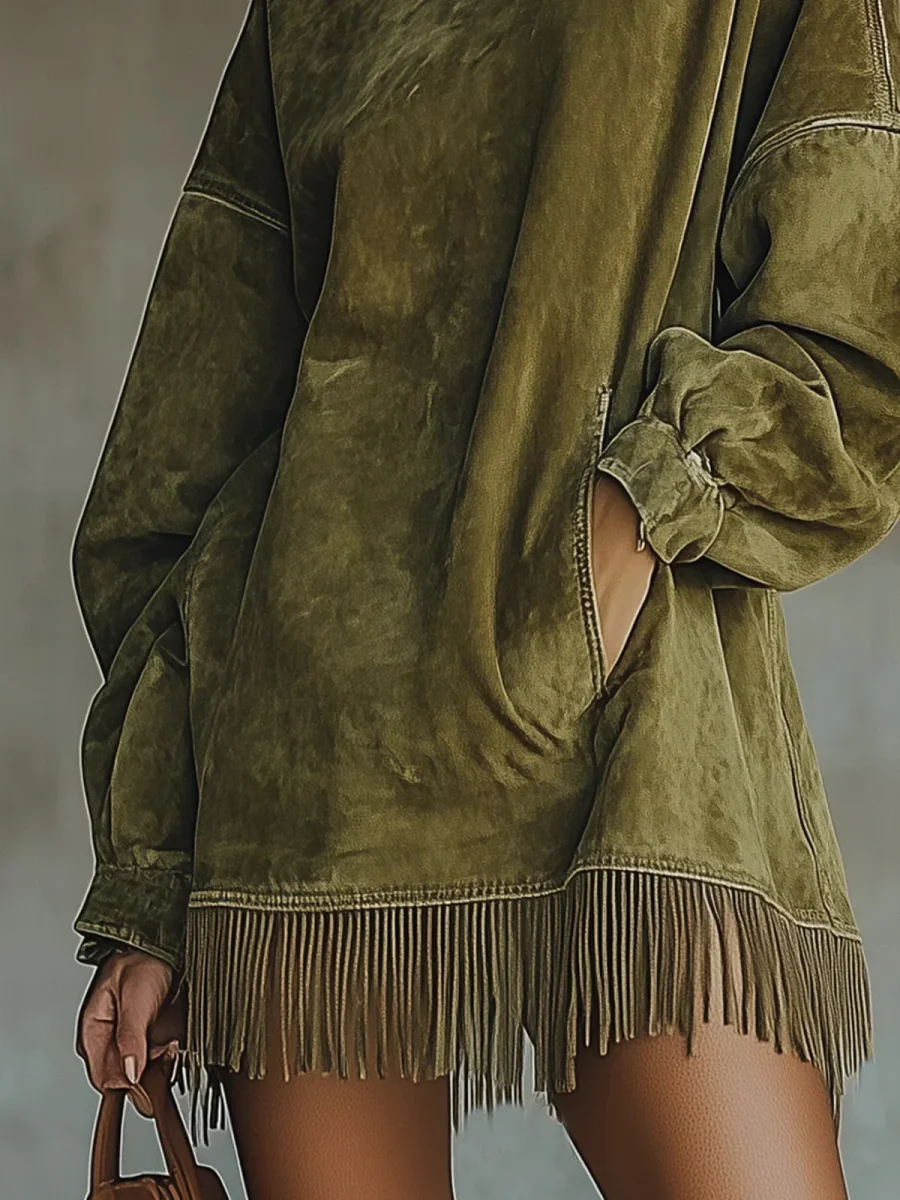 Muriel | Vestido de manga larga con flecos - Imagen 6