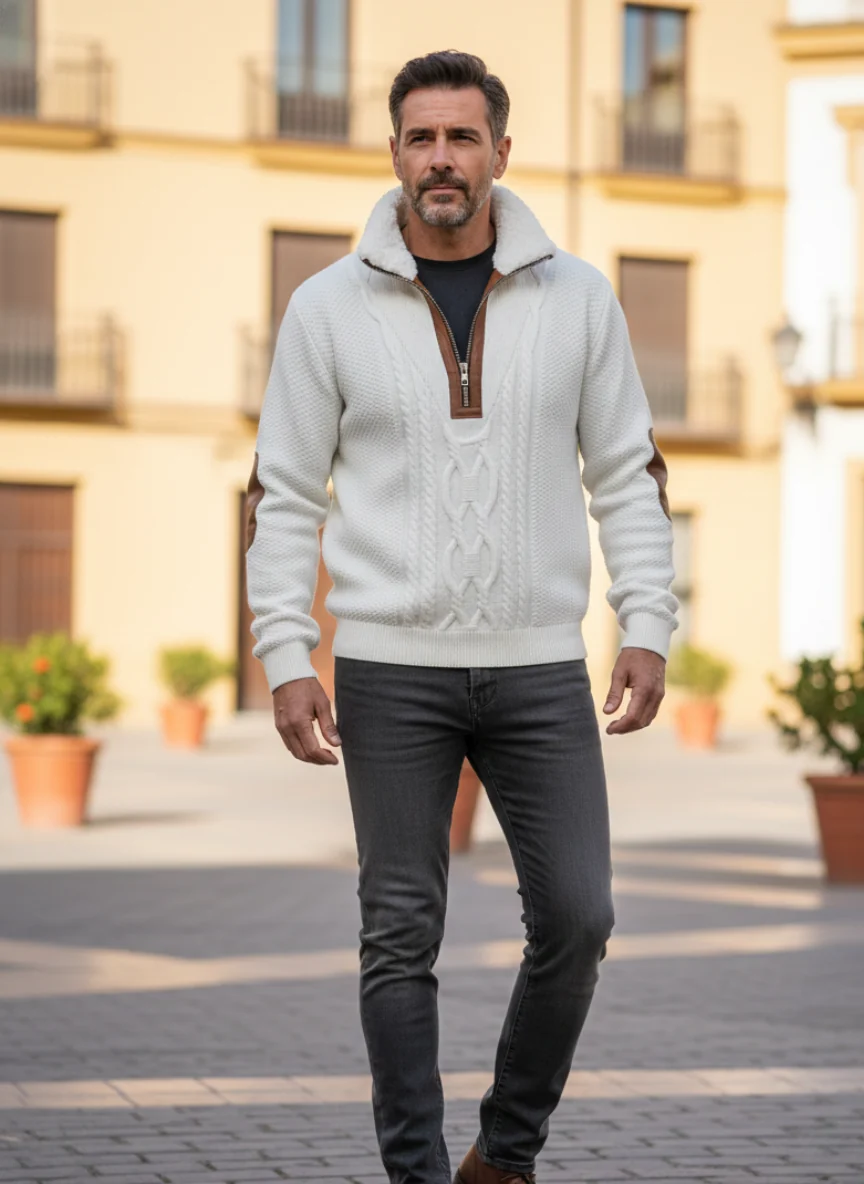 RIVANO™ | JERSEY CON CREMALLERA Y CUELLO ALTO FORRADO - Imagen 8