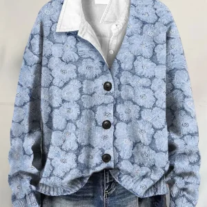 Juna – Blusa de punto con flores de invierno