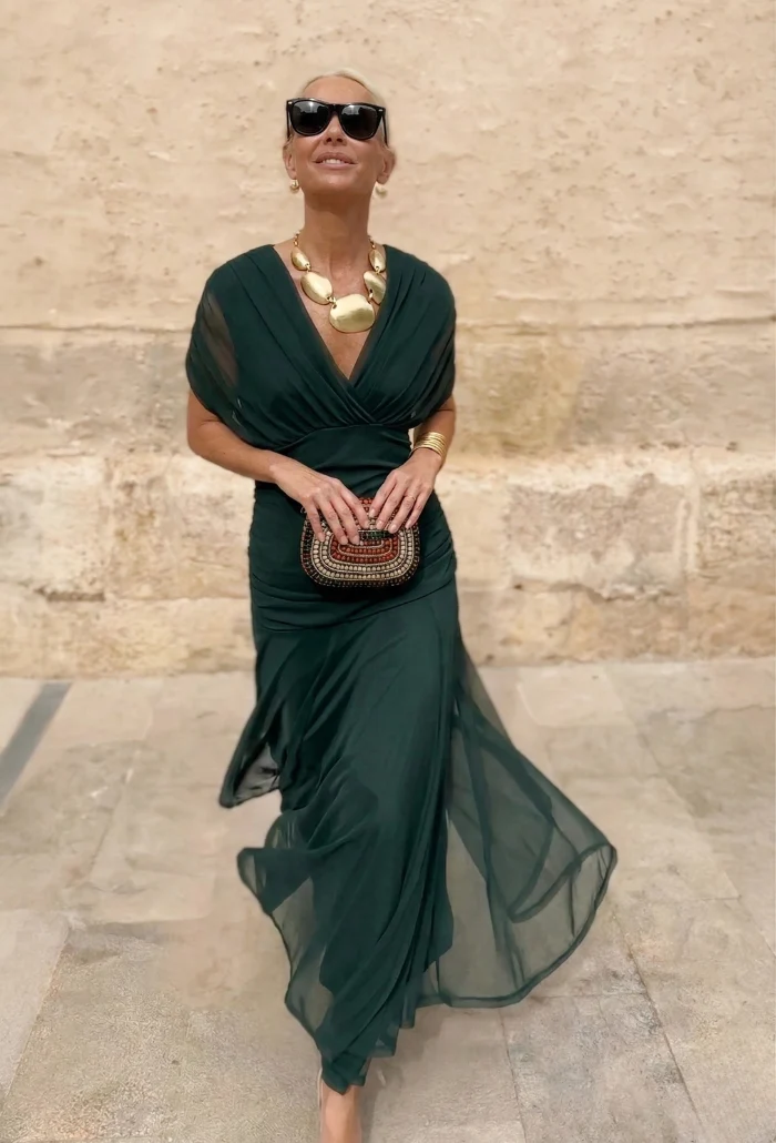 Alondra - Vestido Largo con Estampado Floral Fantasía y Escote en V para Mujer - Imagen 4