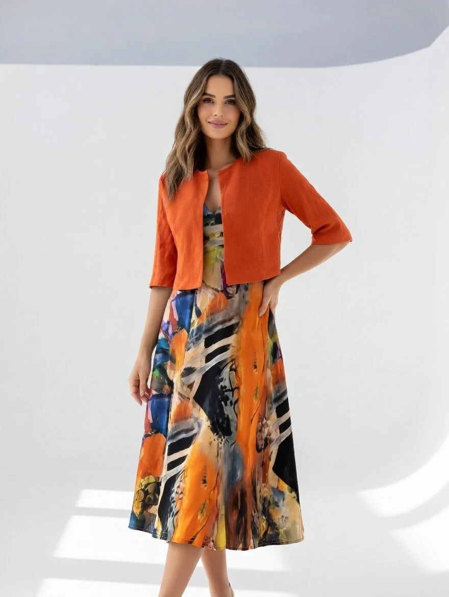 Maéliane - Vestido midi impreso elegante fluido para Mujer - Imagen 2