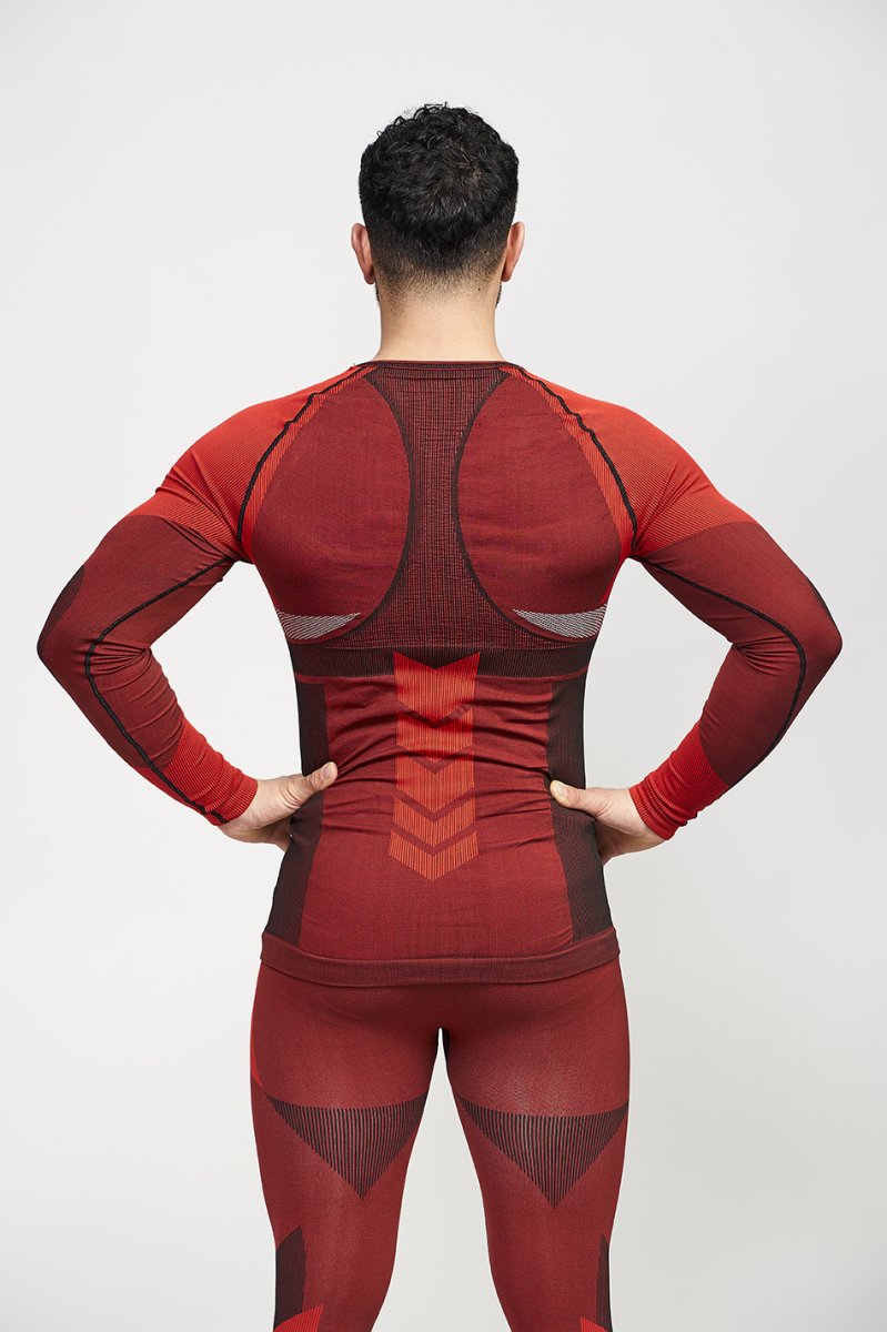 PALMER Camiseta masculina de manga larga con fibra de carbono rojo - Imagen 5