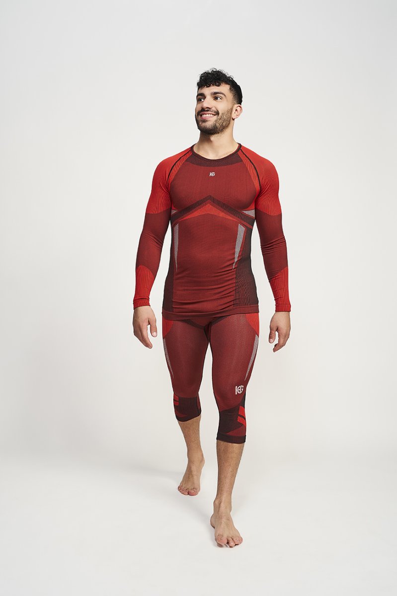 PALMER Camiseta masculina de manga larga con fibra de carbono rojo - Imagen 6