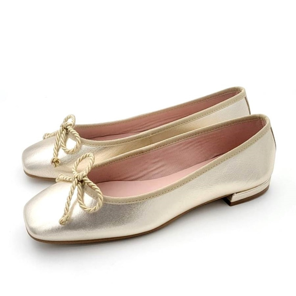 Bailarina En Piel Con Adorno De Cordón Y Tacón De 1cm - Imagen 4