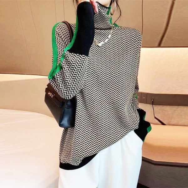 Malou™ | Suéter de cuello alto con llamativas rayas en contraste - Imagen 6