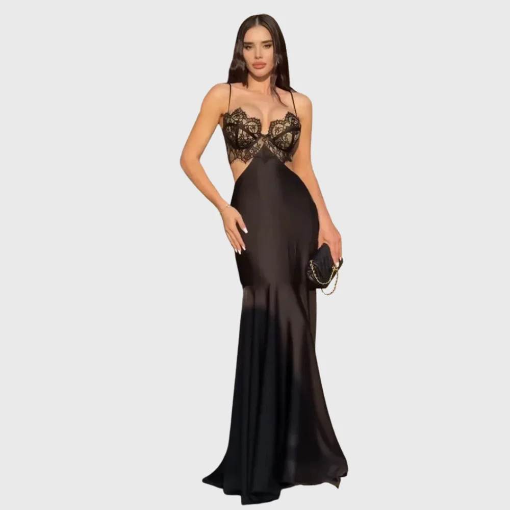 Vestido de noche de sirena con corte de encaje - Imagen 2