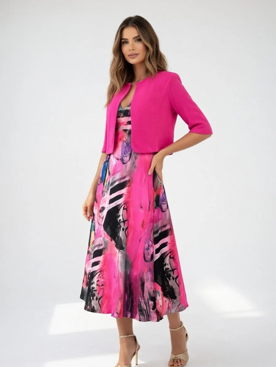 Maéliane - Vestido midi impreso elegante fluido para Mujer - Imagen 3