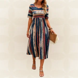 Noèle - Vestido Midi Rayado Camuflante del Vientre para Mujer