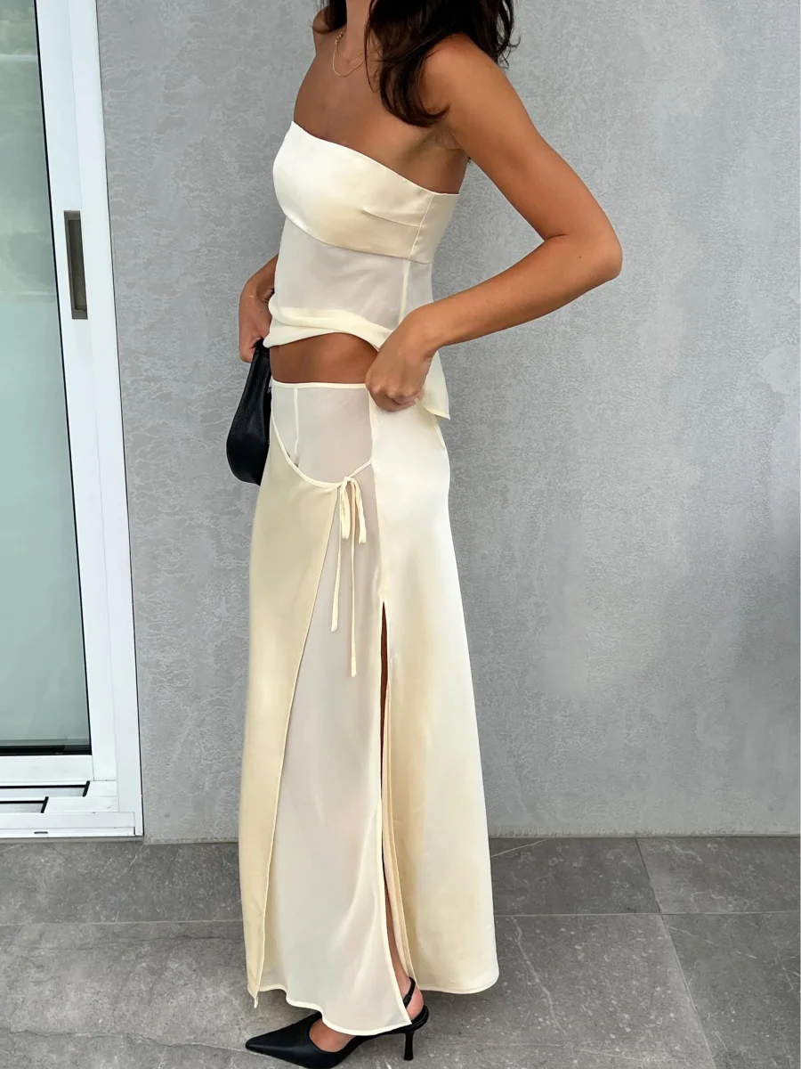 Saia - Conjunto de Falda Midi Ricky de Mantequilla para Mujer - Imagen 3