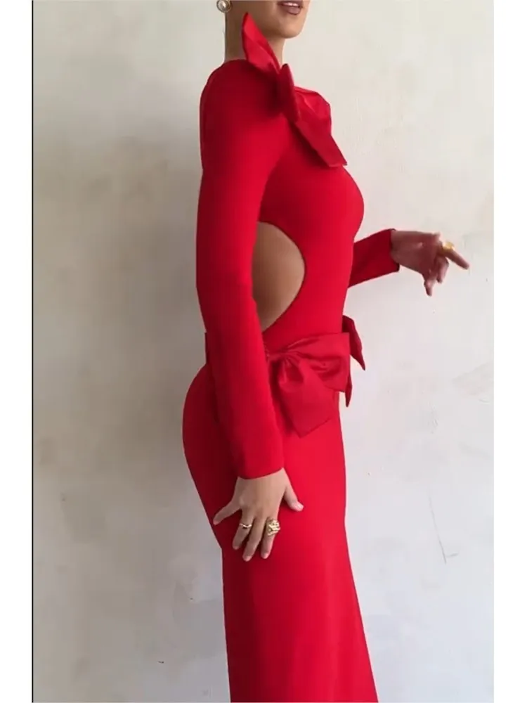 Vestido Carmín™ Diseño con Lazos - Imagen 5