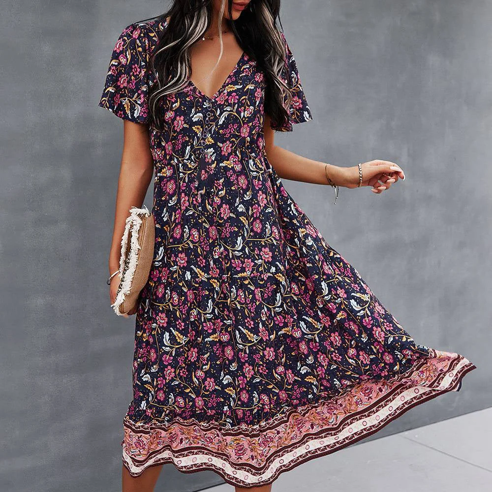 Manon™ Vestido bohemio con estampado floral - Imagen 9