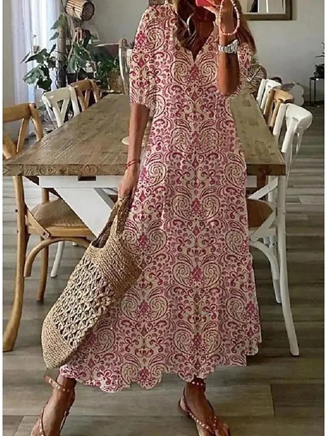 Dúnia™ VESTIDO LARGO CON ESTAMPADO Y VOLANTES - Imagen 9