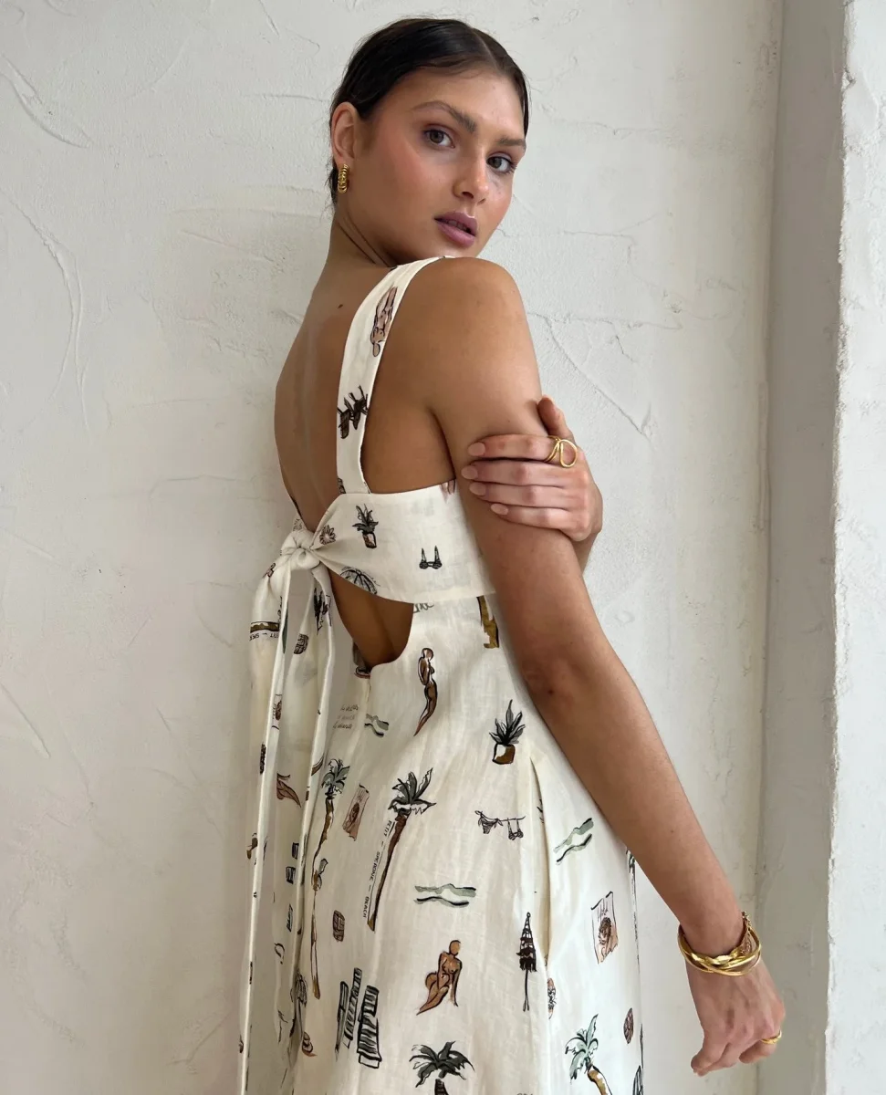 Vestido Marta™ Blanco con Estampado de Verano - Imagen 3