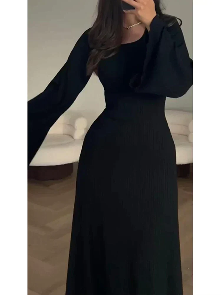 Elegante vestido de punto con lazo en la cintura - Imagen 8