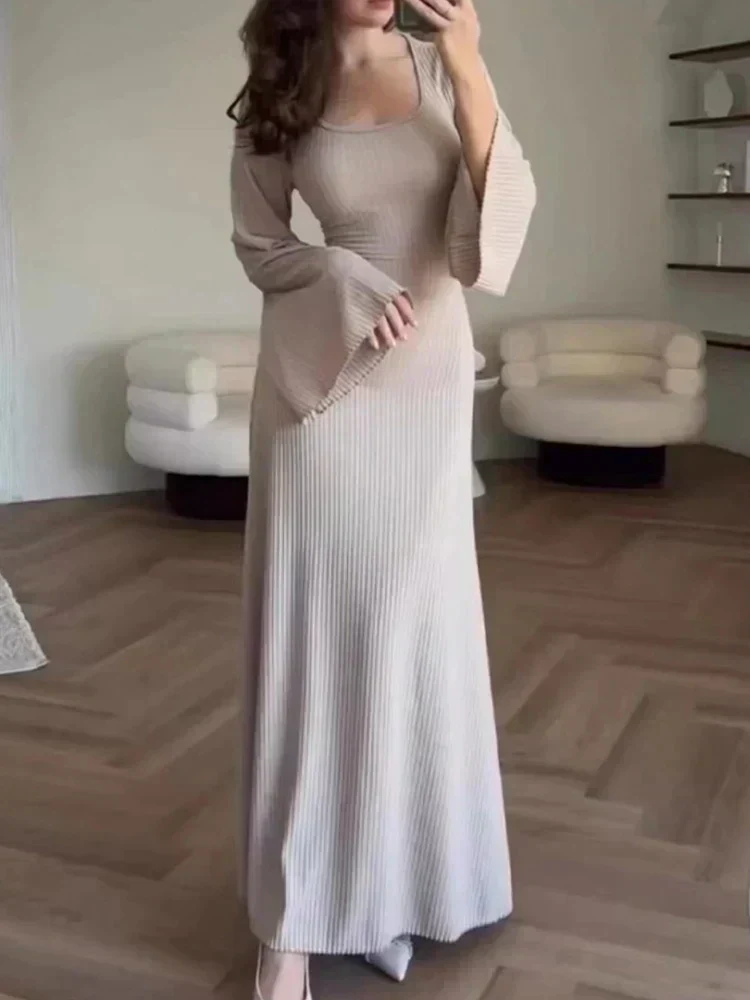 Elegante vestido de punto con lazo en la cintura - Imagen 4