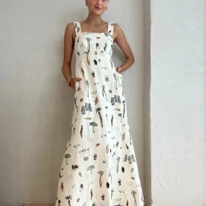Vestido Marta™ Blanco con Estampado de Verano