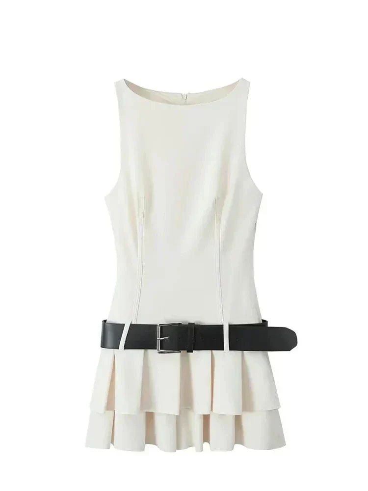 Vestido Cristy™ Corto con Detalle de Cinturón - Imagen 6