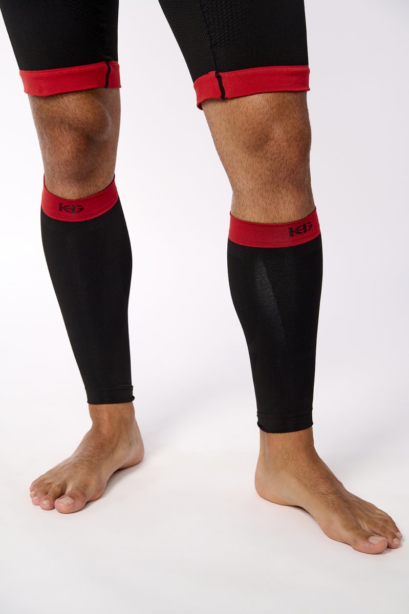 SHELL · Perneras compresivas con fibra de carbono para deporte | Negro/rojo - Imagen 7