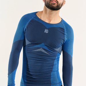 SOMMA Camiseta masculina de manga larga con fibra de carbono azul