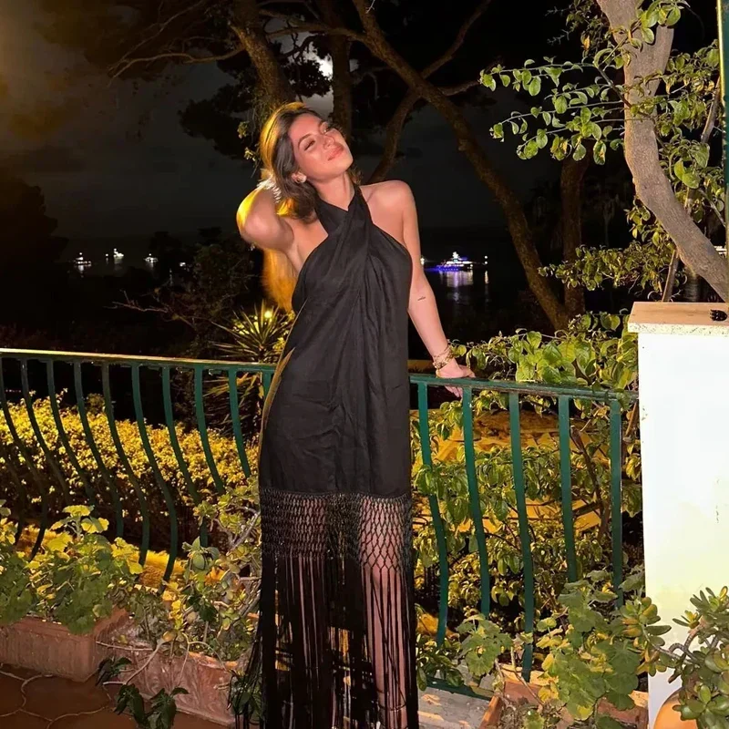 Vestido Lucy™ Negro con Flecos - Imagen 4