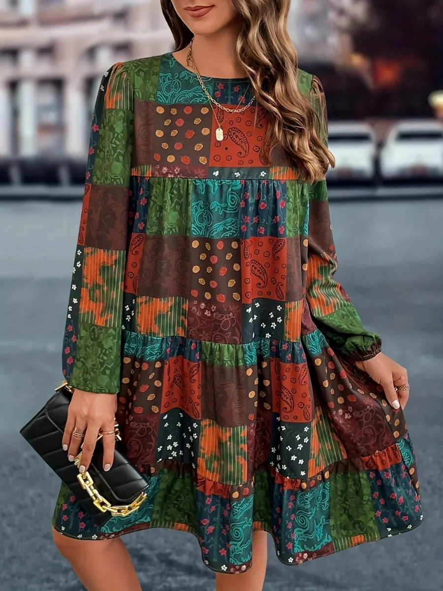 Loana™ Vestido estampado de manga larga - Imagen 3