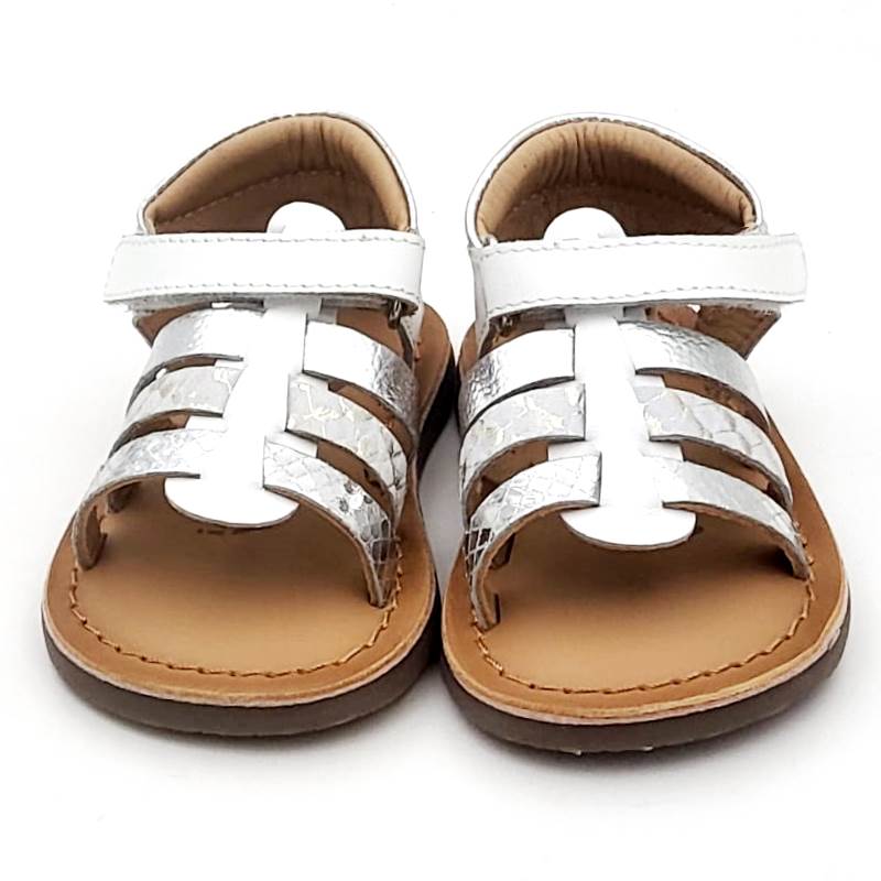 Sandalias para niñas en napa piel metalizada con cierre de velcro - Imagen 2